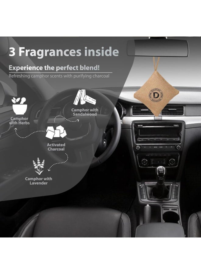 DIFFUZE Luxury Car Air Freshener Long Lasting – Natural Car Perfume & Odor Eliminator with Activated Charcoal, Lavender, Sandalwood & Camphor – Non Electric Car Air Purifier, Charcoal Odor Absorber, Premium Car Fragrance for Car (Beige) - Image 2